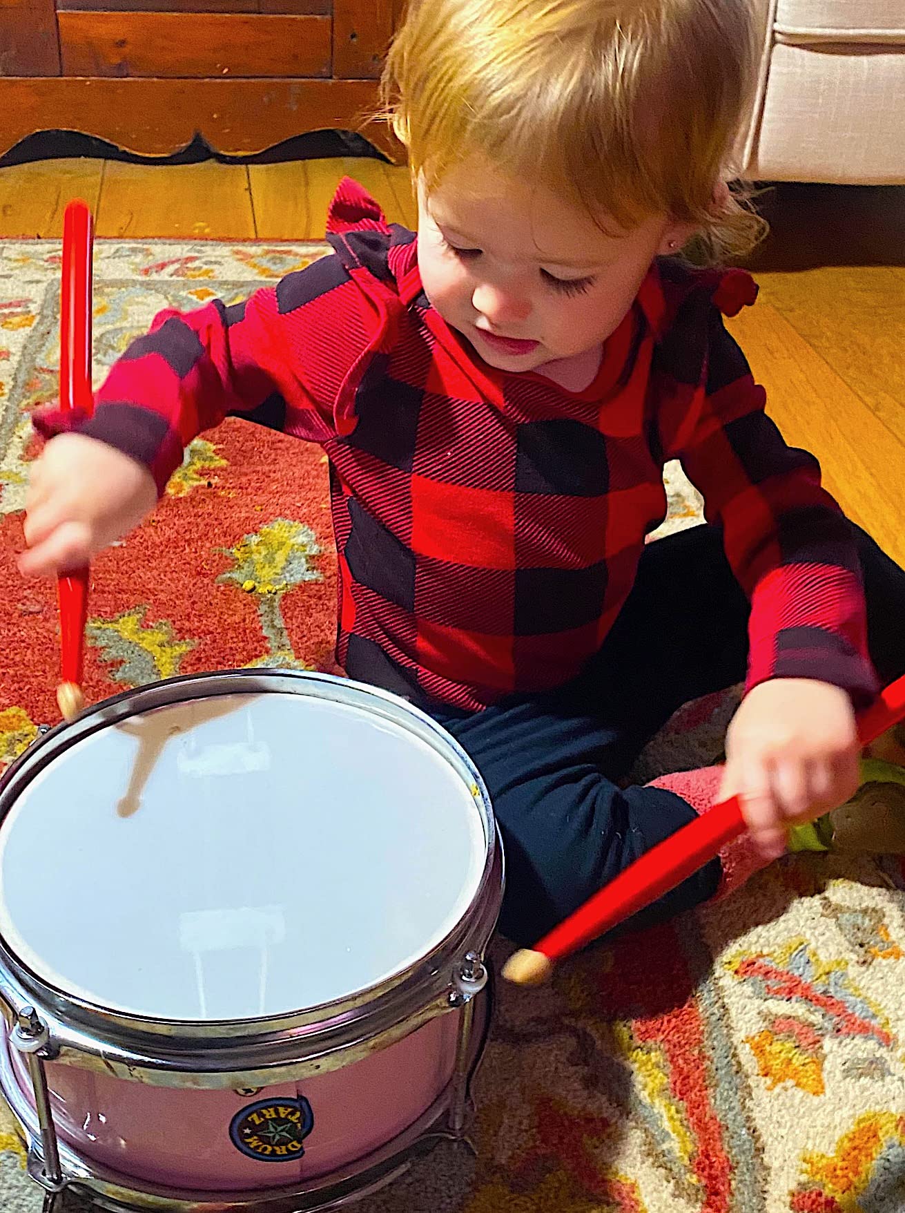 11 Inch Kids Drumsticks - Rockin' Red Wooden Drum Sticks for Young Musicians | Perfect for Beginners, Practice, and Rock Band Performances