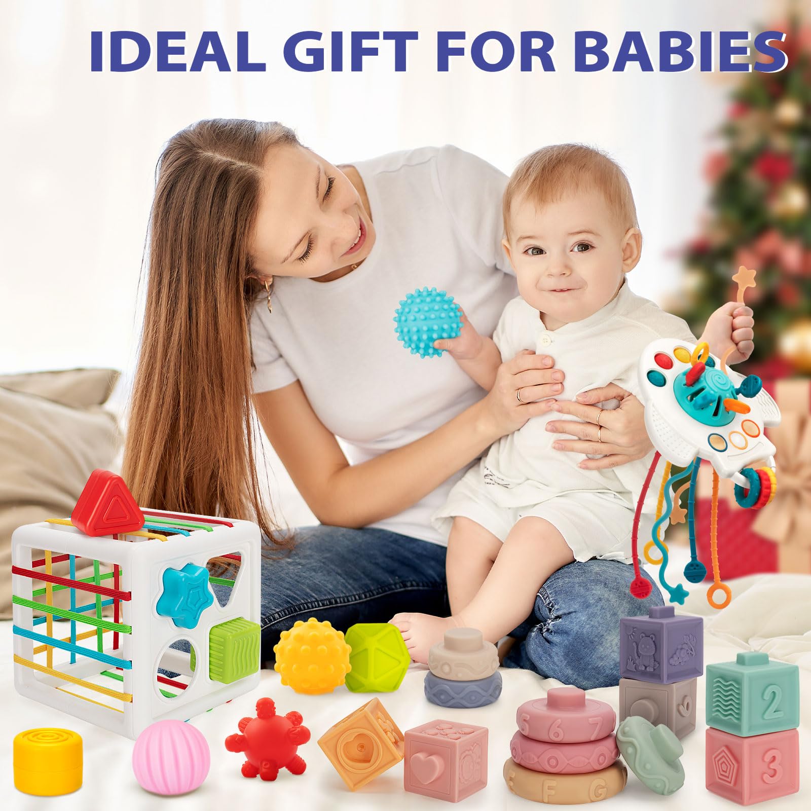 Montessori Baby Toys 6-12 Months - 5-in-1 Learning Set for Toddlers | Playtime & Travel Essentials