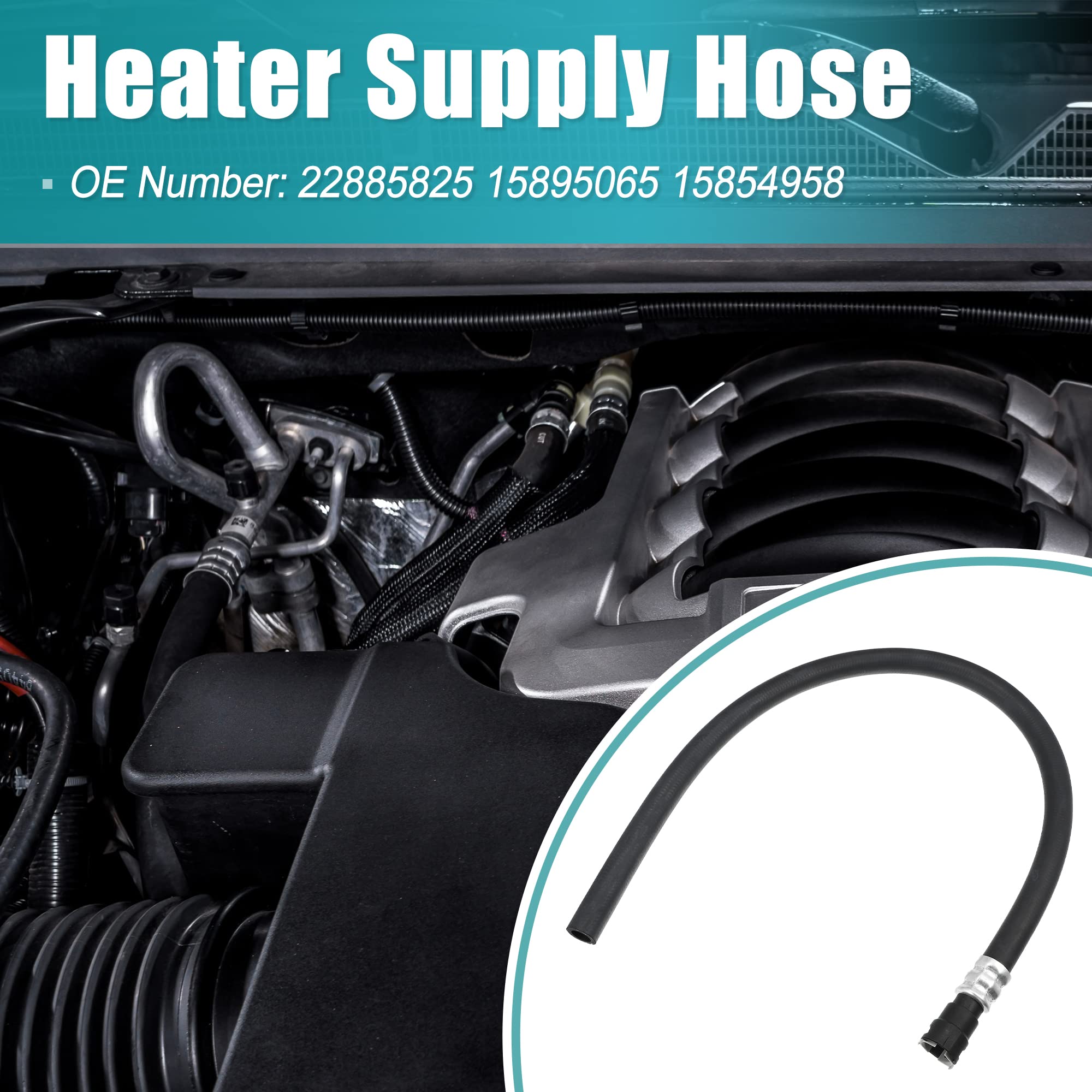 X AUTOHAUX HVAC Engine Heater Inlet Hose Assembly 22885825 15895065 15854958 - Compatible with Cadillac Escalade ESV/EXT, Chevrolet Suburban/Tahoe, GMC Yukon (2007-2014) - Durable Heater Core Supply Hose for Winter Engine Warm-Up & Defrosting