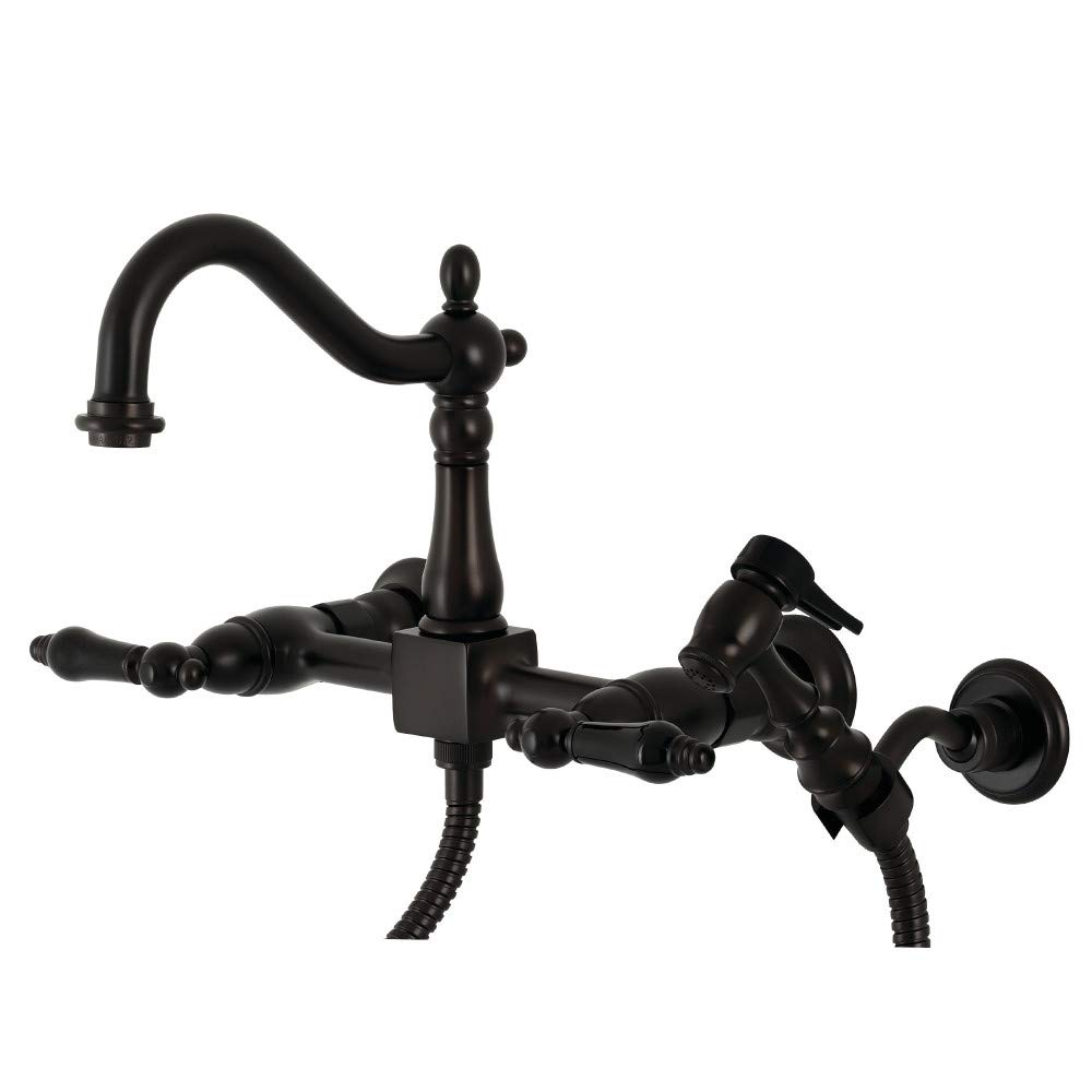 Kingston Brass KS1265PKLBS Duchess Bridge Kitchen Faucet in Oil Rubbed Bronze - Perfect for Farmhouse, Traditional & Vintage Style Kitchens