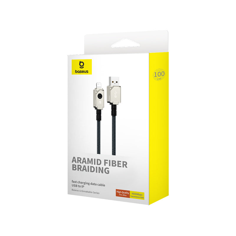 Baseus Unbreakable 1M USB to Lightning Fast Charging Cable 2.4A White - Perfect for iPhone Charging at Home, Office & Travel