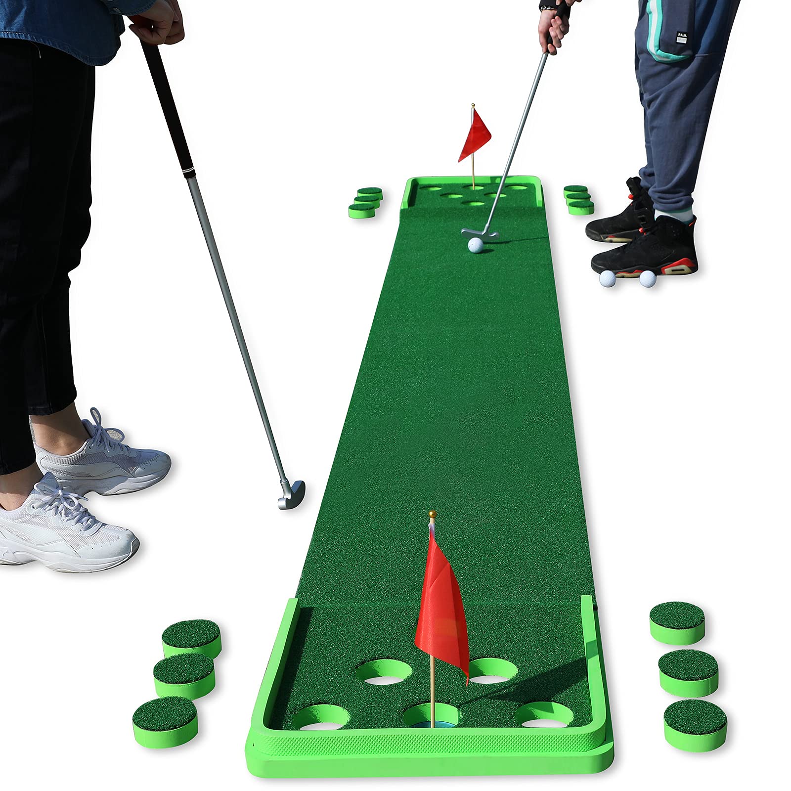 SPRAWL Golf Pong Game Set - Indoor/Outdoor Putting Mat with Golf Putters for Practice & Training | Perfect Golf Gift for Home, Office, Backyard | Great for Parties, Family Fun & Skill Improvement