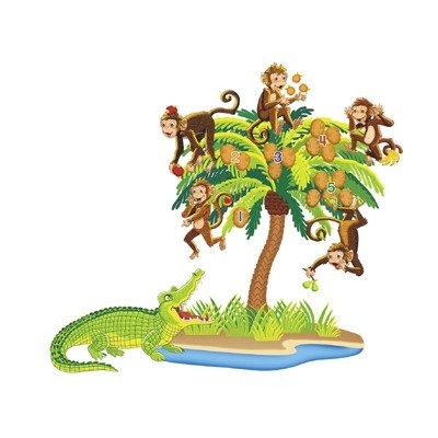 Bilingual English Spanish Flannel Board Set - Five Monkeys Sitting in a Tree Storytelling Kit for Preschool & Kindergarten Classroom Activities