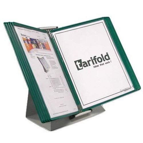 DJOIS by Tarifold - Premium Letter-Size Desktop Reference & Document Display System - 30 Double-Sided Pockets (60 Sheet Capacity) - Durable Steel Wire Frame - Expandable Office Organizer - Made in France - Green - Perfect for Office, Classroom & Home Organization