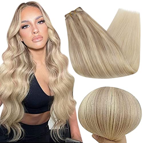 18/22/60 Blonde Balayage Human Hair Extensions 22 Inch 100g Brazilian Straight Weft Hair for Sew-in & Weaving | Perfect for Parties, Weddings & Daily Styling