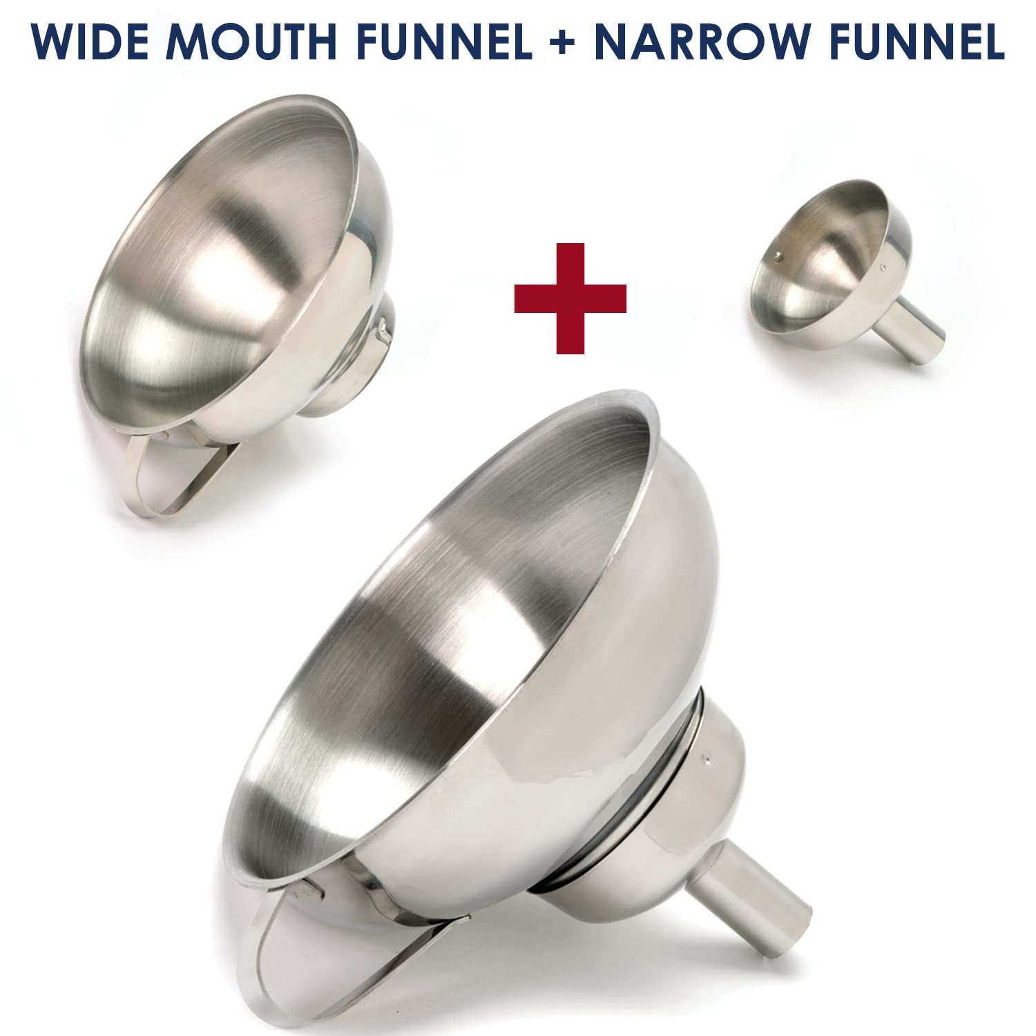 Premium Stainless Steel 4-Piece Funnel and Strainer Set - Wide & Narrow Mouth Canning Funnel for Mason Jars, Transferring Oils, Liquids, Dry Ingredients & Powder - Ideal for Home Canning, Cooking, Baking & DIY Projects