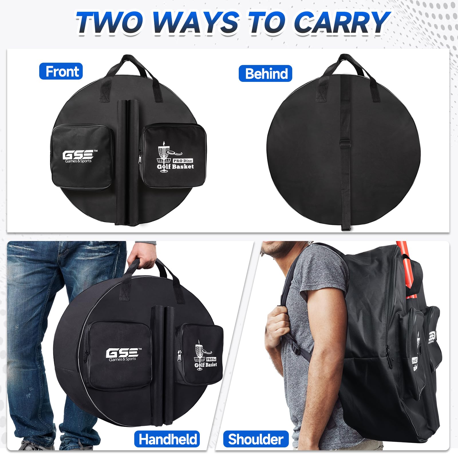 **GSE Disc Golf Basket Carrying Bag - Portable Storage for 12-Chain & 24-Chain Golf Targets - Durable Transit Bag for Disc Golf Frisbee Baskets (Bag Only) - Perfect for Tournaments, Practice & Outdoor Play**