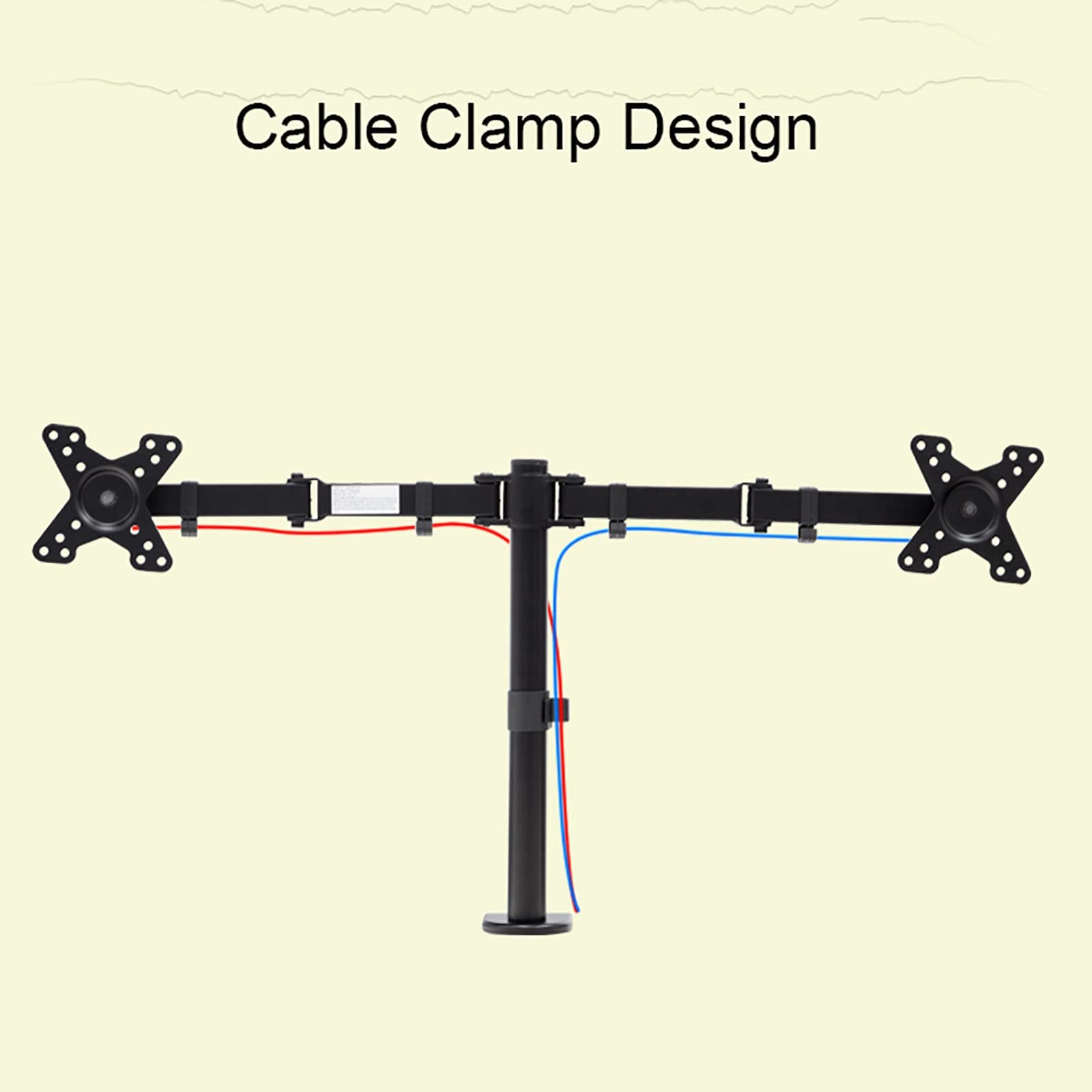 YIHANSS Universal TV Stand Dual Monitor Desk Mount - Adjustable Height Freestanding Two Arm Stand for 13-27 Inch Screens - Perfect for Home Office, Gaming Setup & Workspace Organization