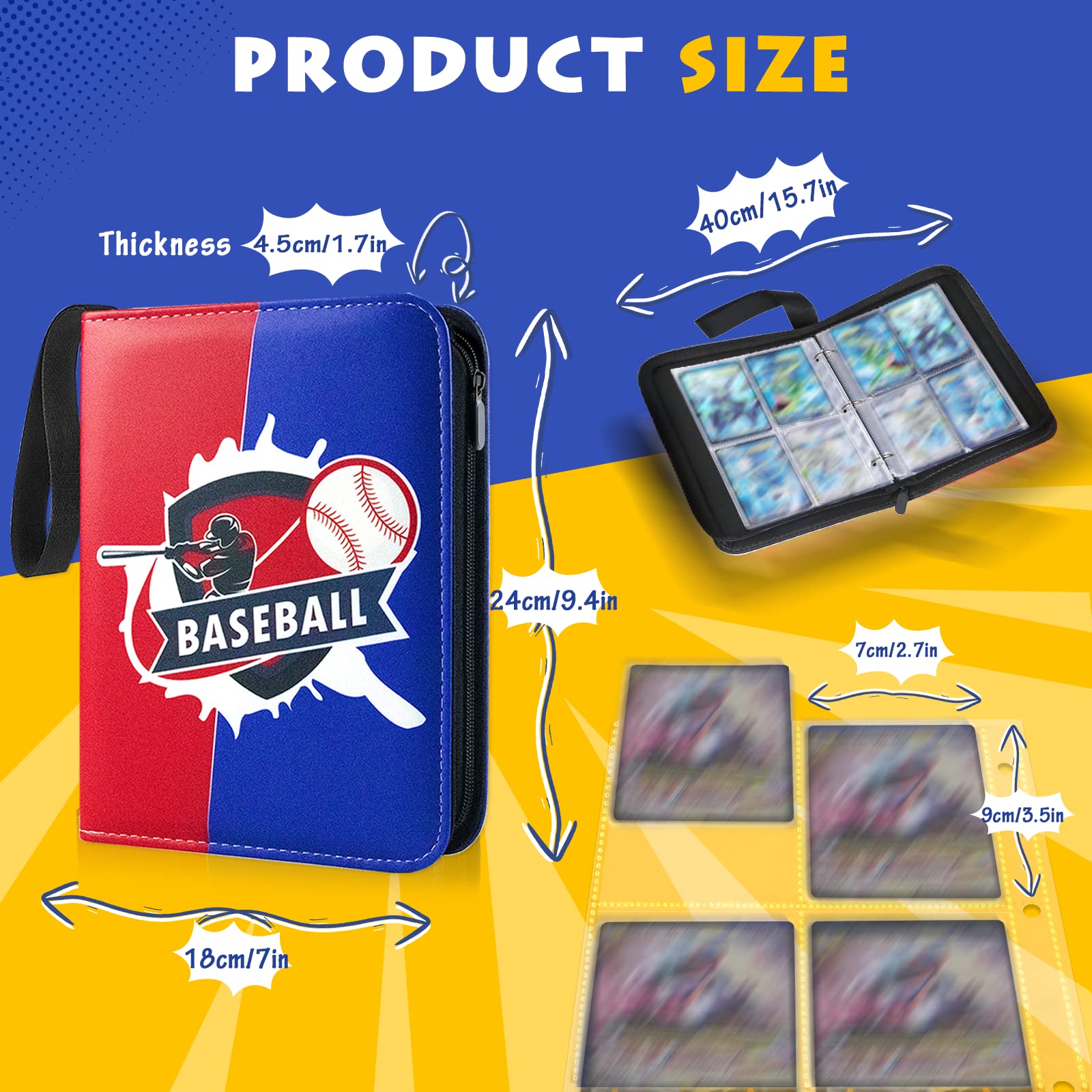 4-Pocket Waterproof Baseball Card Sleeves Binder - Durable & Portable Sports Card Protector for Collectors | Perfect for Trading, Storage & Display