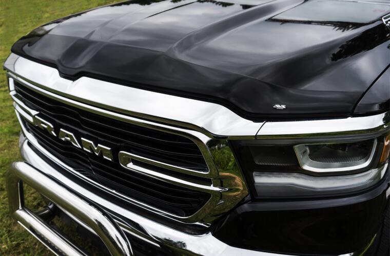 AVS Aeroskin Matte Black Hood Protector for 2009-2024 Ram 1500 (Excluding Sport/Rebel) | Low Profile Bug Deflector & Stone Guard | Truck Accessories for Off-Road Protection & Highway Driving