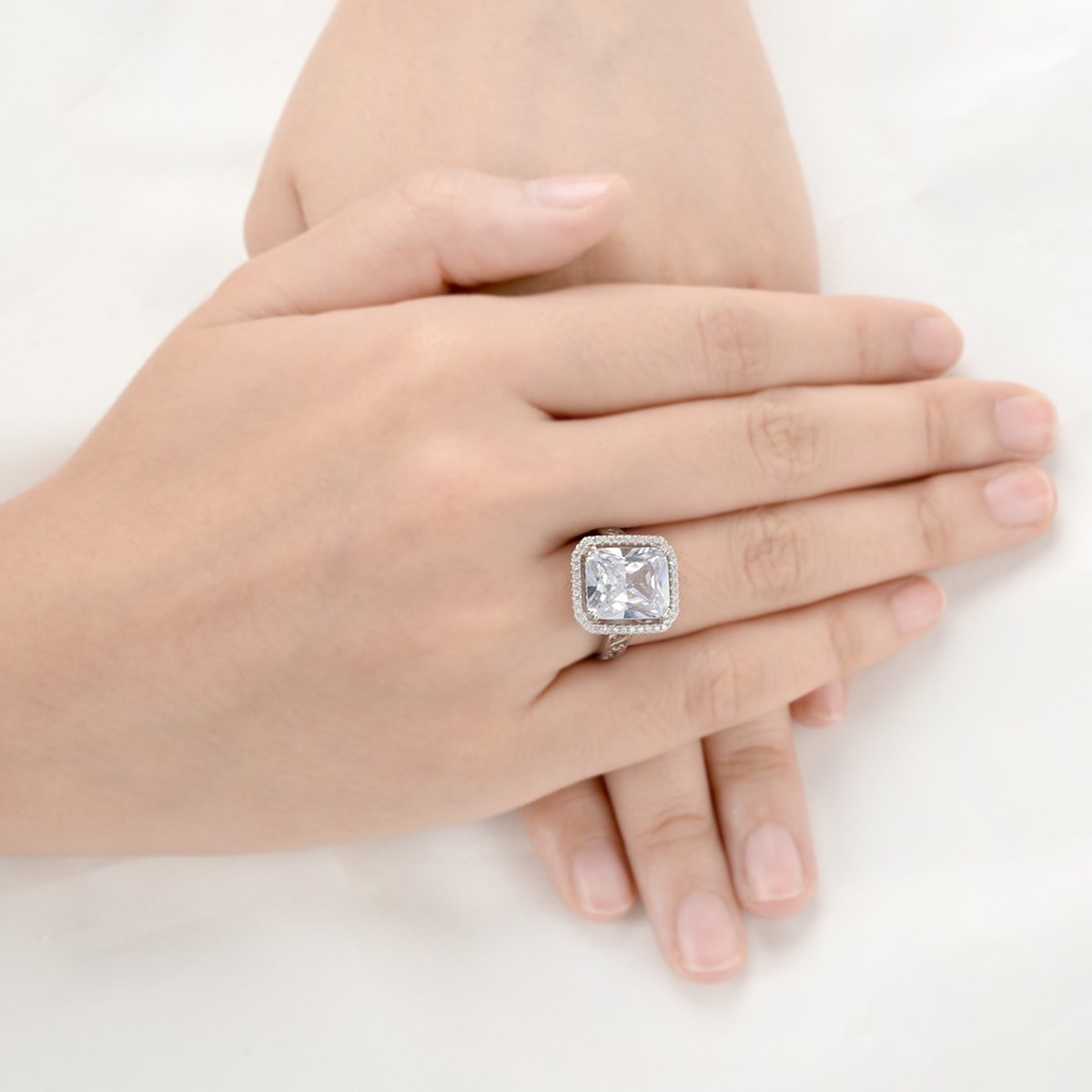 EVER FAITH 925 Sterling Silver Blue Sapphire Color 3 Carat Radiant Cut Cubic Zirconia Engagement Ring for Women - Perfect for Brides, Proposals & Anniversary Gifts