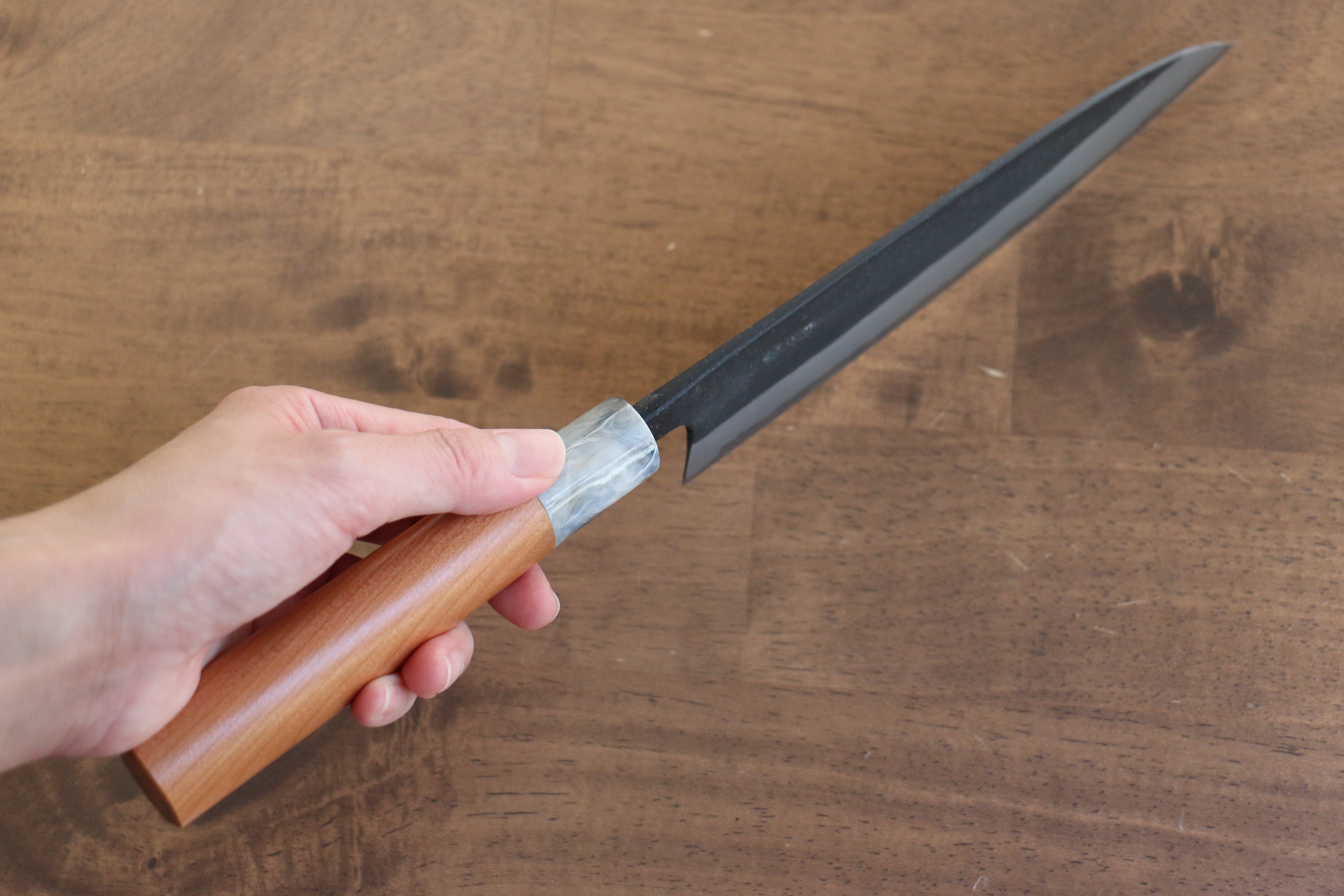 Nao Yamamoto White Steel No.2 Kurouchi Gyuto 180mm Japanese Chef Knife - Cherry Wood Handle for Professional Cooking & Sushi Preparation