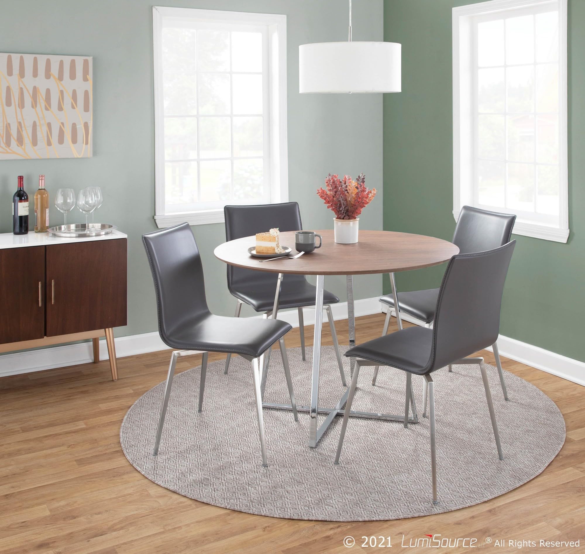 LumiSource Mason Upholstered Dining Chairs Set of 2 - Modern Kitchen Chairs with Comfortable Fabric Seat - Perfect for Dining Room, Breakfast Nook or Home Office