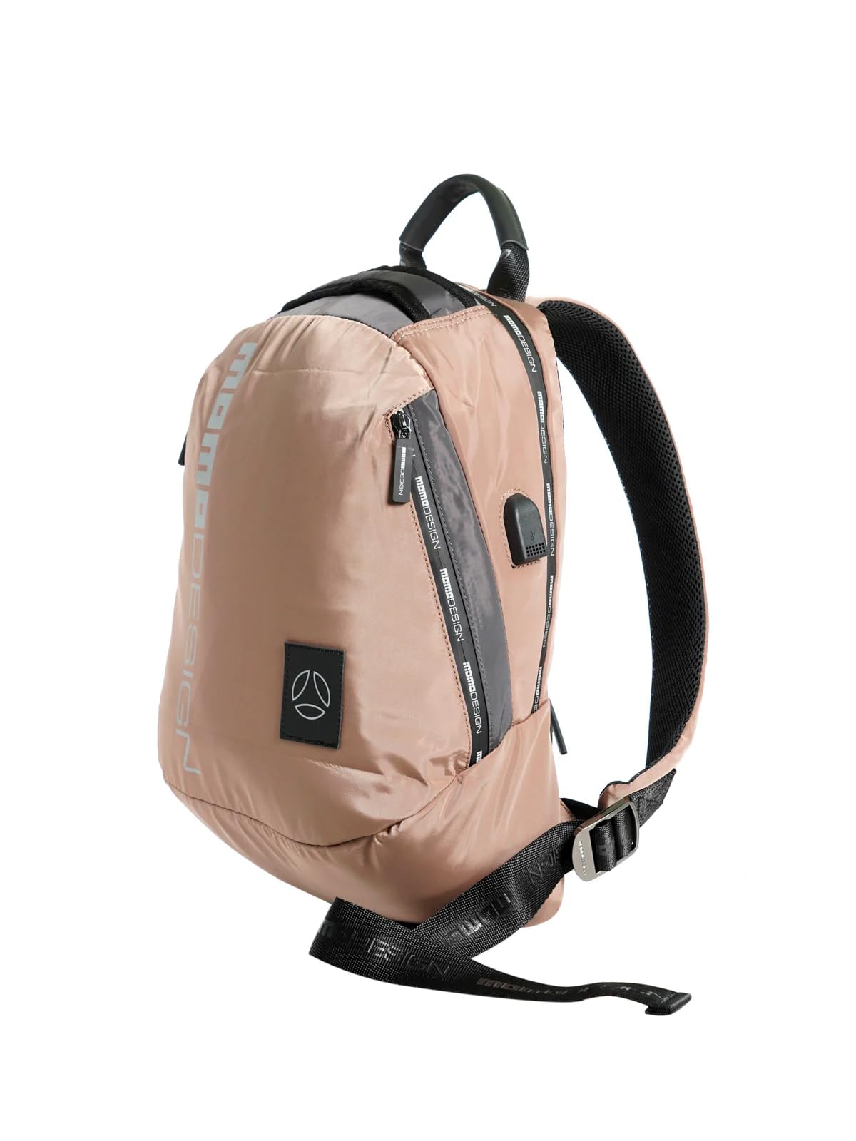 MOMODESIGN MO-01IC Nylon Backpack - 15cm Depth x 32cm Width x 40cm Height - Waterproof & Durable for School, Travel & Outdoor Activities (Black/Orange)