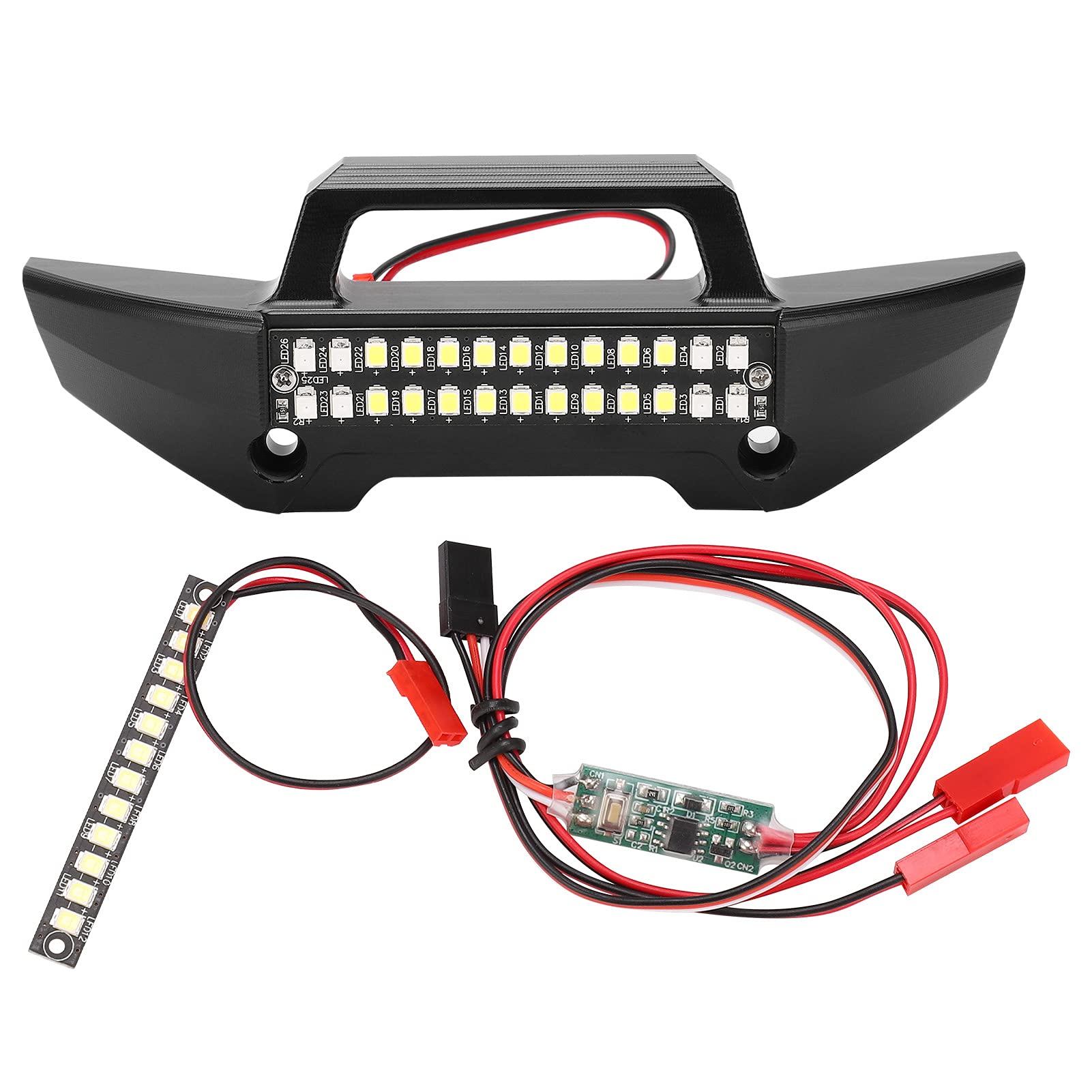 1/10 RC Front Bumper with LED Lights - Heavy Duty Upgrade for Traxxas MAXX 89076 - Off-Road Protection & Night Racing Accessory (Perfect for Bashing, Crawling & RC Car Enthusiasts)