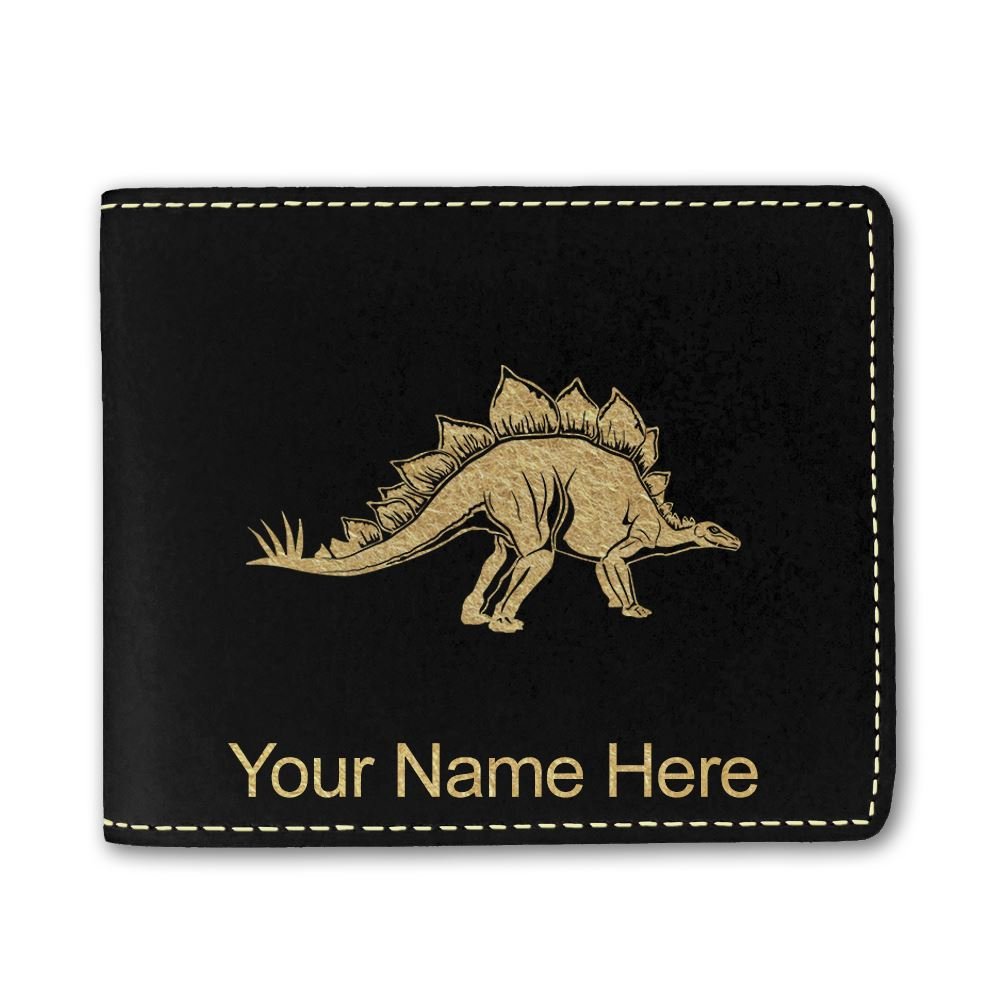 Personalized Stegosaurus Dinosaur Faux Leather Wallet with Engraving - Perfect Gift for Men & Women, Dinosaur Lovers, Unique Birthday Present & Everyday Carry Accessory