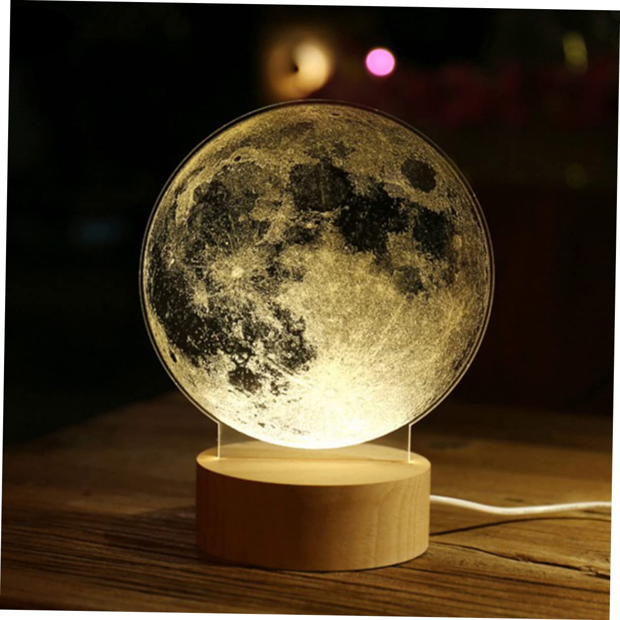 OSALADI 3D LED Night Light - Dandelion Moon Nightlight with Touch Control, Decorative Bedside Lamp for Bedroom, Kids Room, Nursery | Perfect for Nighttime Reading, Relaxation & Safe Navigation