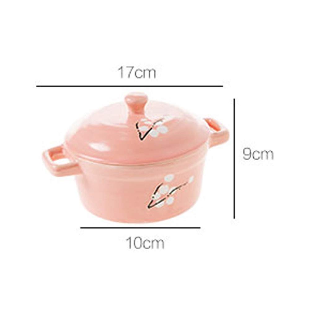 YTTZZ Mini Ceramic Casserole Soup Pot with Handle - 1.5QT Ceramic Cookware for Cooking, Stewing & Baking - Oven & Stovetop Safe Milk Egg Stew Pan - Printed Kitchen Cookware (Color B) - Perfect for Soups, Stews, Milk Heating & Small Batch Cooking