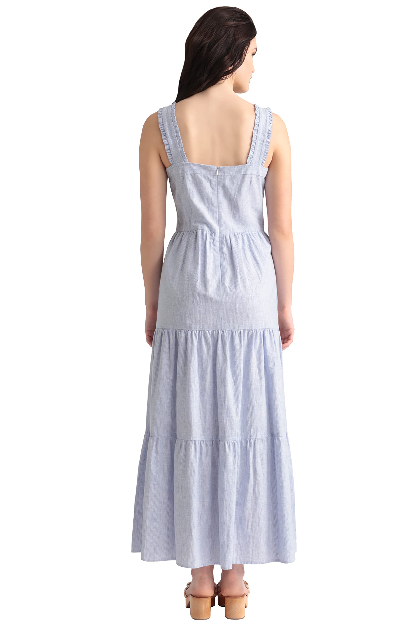 Maggy London Women's Floral Apron Top Tiered Maxi Dress - Elegant Summer Casual Wear for Brunch, Garden Parties & Beach Vacations
