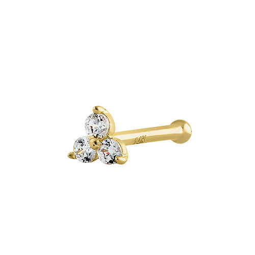 14K Solid Yellow Gold Triangle CZ Nose Stud - Hypoallergenic Nose Ring for Sensitive Skin | Perfect for Everyday Wear, Parties & Special Occasions