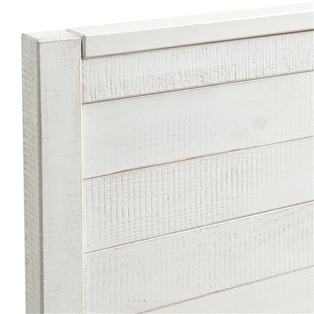 Alaterre Windsor 3-Piece Bedroom Set - Twin Panel Bed with 2 Nightstands in Driftwood White | Modern Farmhouse Furniture for Kids & Guest Rooms