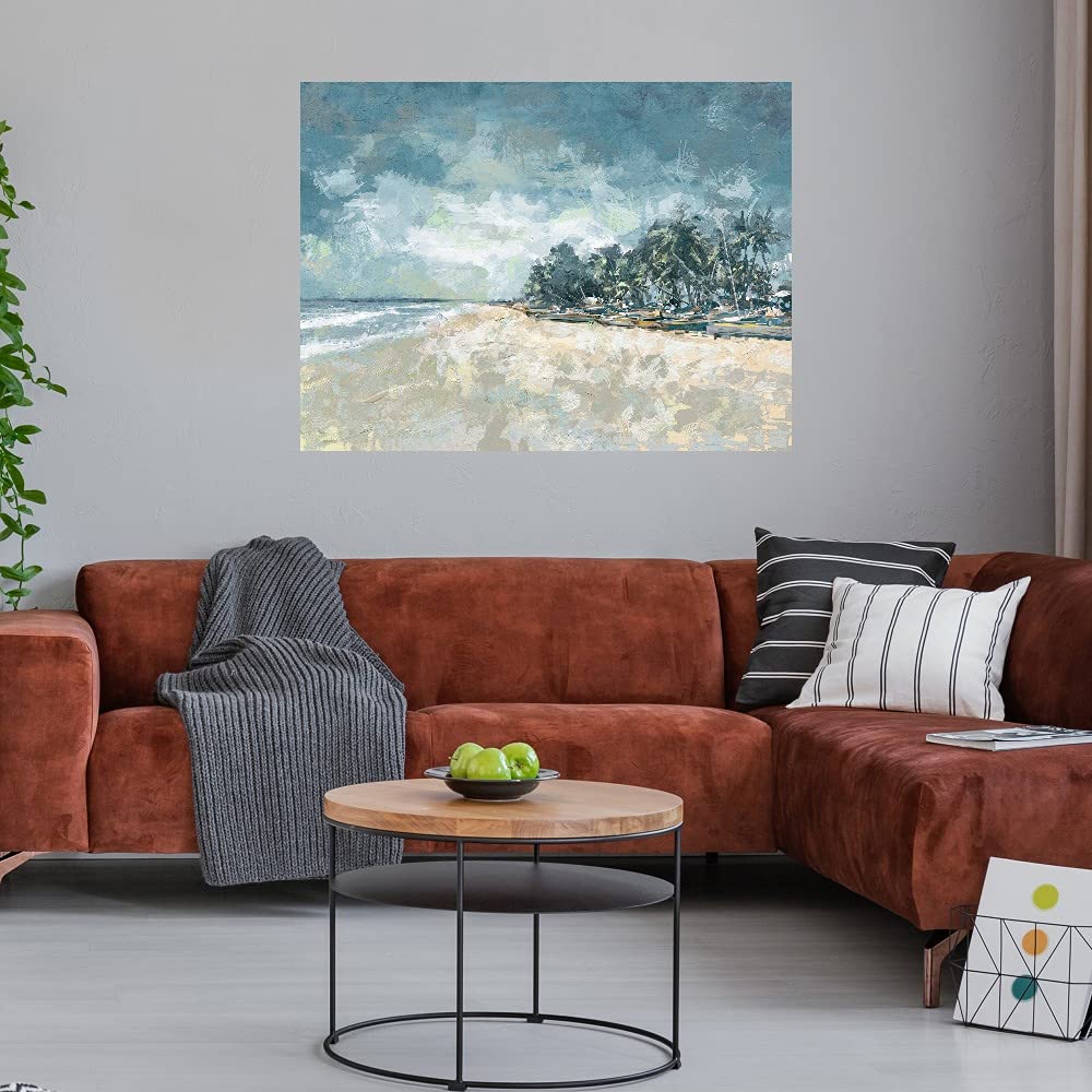 Premium Paradise Canvas Wall Art - Hand Painted Fine Art Decor for Living Room, Bedroom, Office & More - 46x35 Inch Ready to Hang Painting - Perfect for Home, Hotel & Commercial Spaces