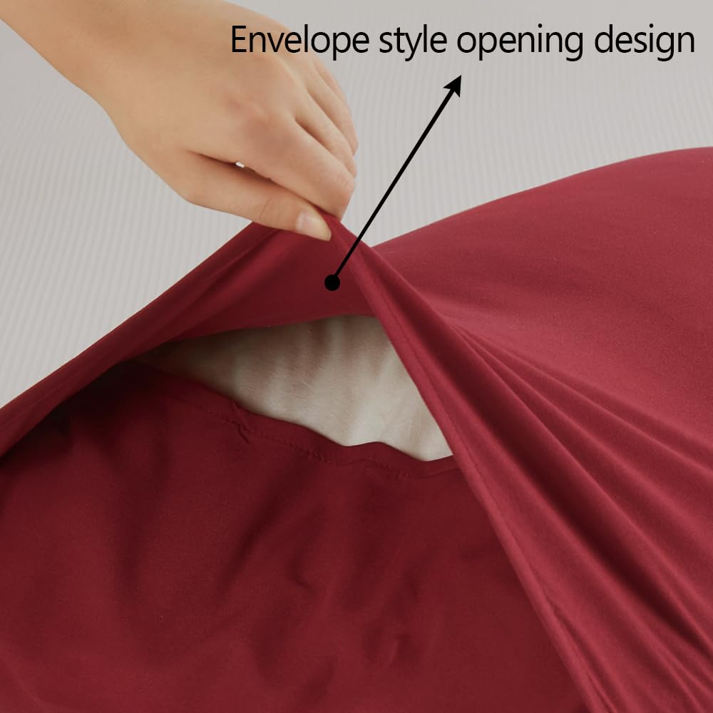 2 Pack 12x16 Inch Microfiber Pillow Cases - Soft Breathable Non-Shrinking Envelope Style with Wide Edge, Wine Red - Perfect for Toddler Beds, Travel & Home Decor