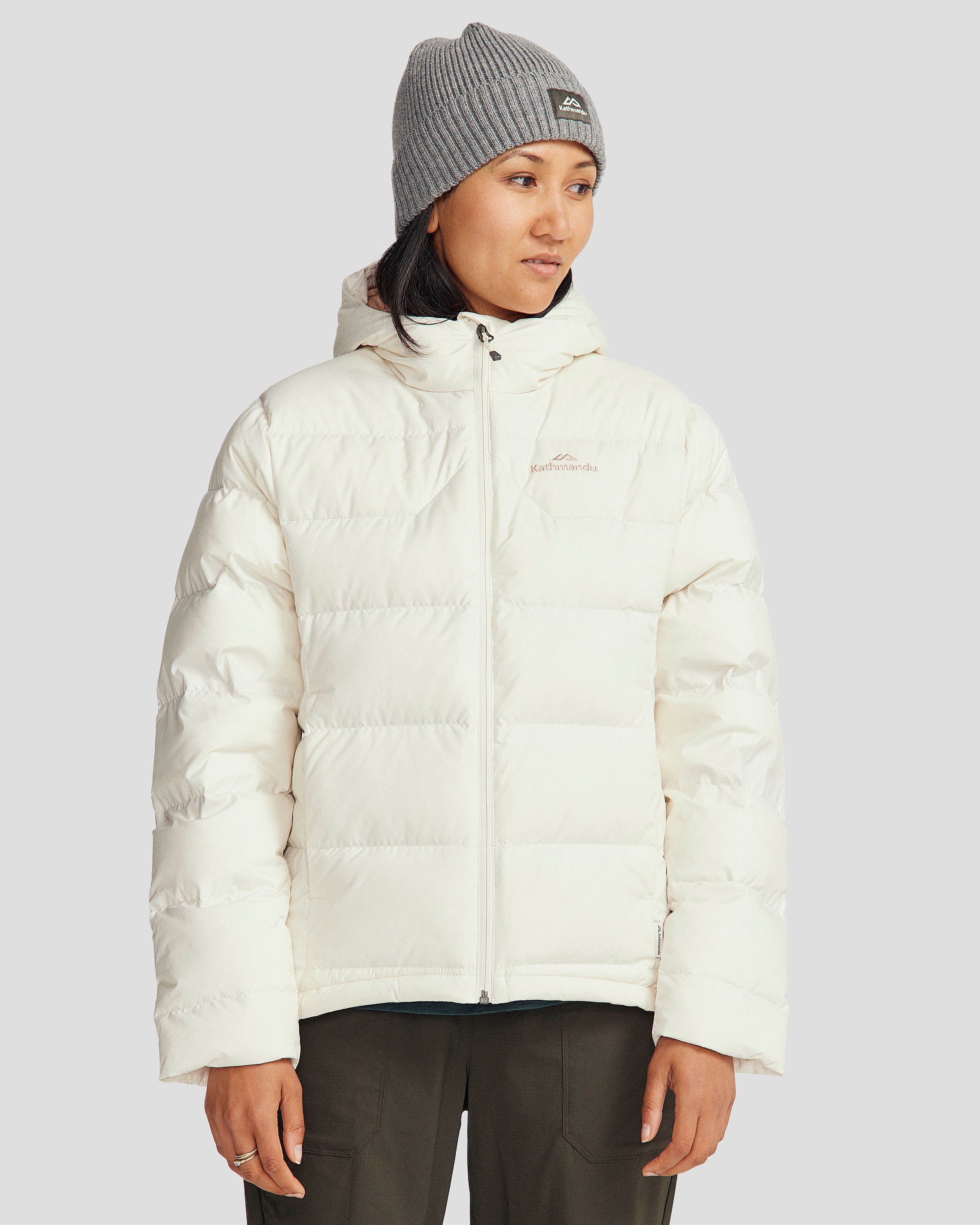 Women's Epiq Hooded Down Jacket - Natural/Mineral Color - Lightweight Warm Winter Coat for Outdoor Activities & Daily Wear