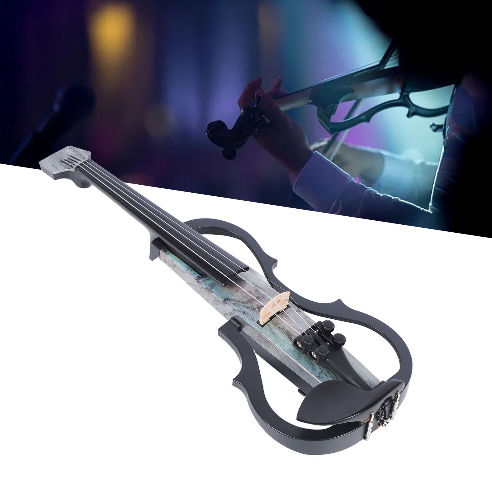 Professional 4/4 Full Size Electric Silent Violin - Ebony Wood Fingerboard, Carbon Fiber & ABS Body with Built-in Pickup - Perfect for Adults & Teens - Ideal for Quiet Practice, Studio Recording & Live Performances