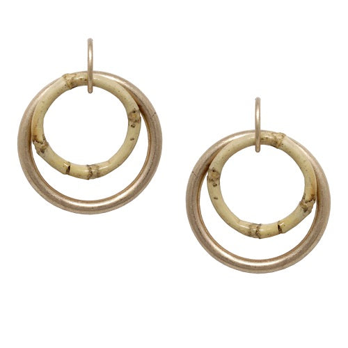 Bamboo and Metal Hoop Earrings for Women - Lightweight Dainty Boho Style Jewelry - Perfect for Everyday Wear, Parties, and Gifts