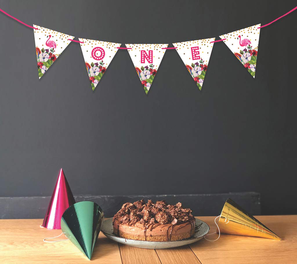 Pre-Strung 'I Am 1' Birthday Party Decorations - Tropical Themed Pennant Banner Flags for Boys - Perfect for 1st Birthday Celebrations, Baby Showers & Nursery Decor