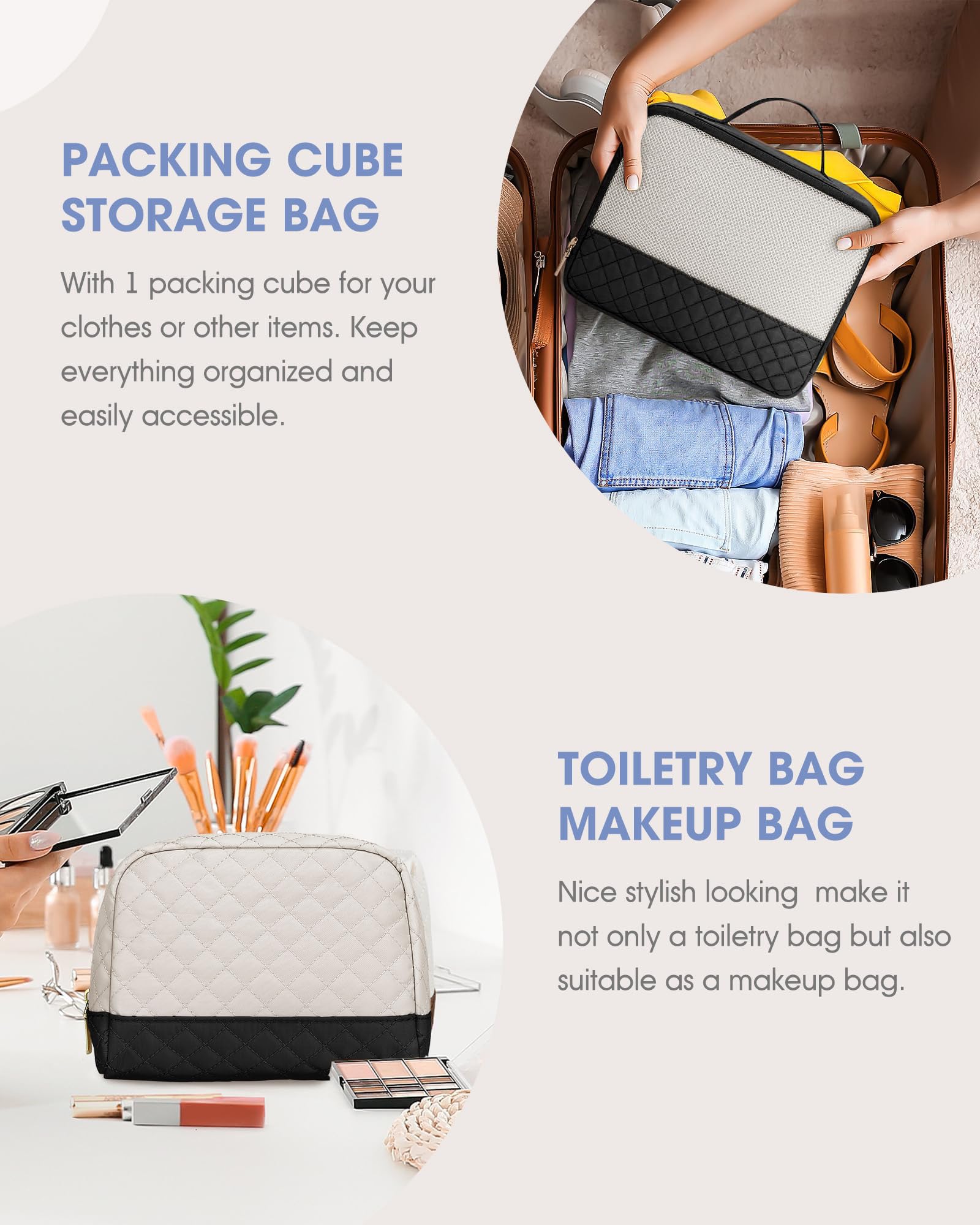 Women's Travel Weekender Bag with Shoe Compartment - Duffle Carry On Overnight Bag in Black & White | Perfect for Gym, Weekend Getaways & Business Trips