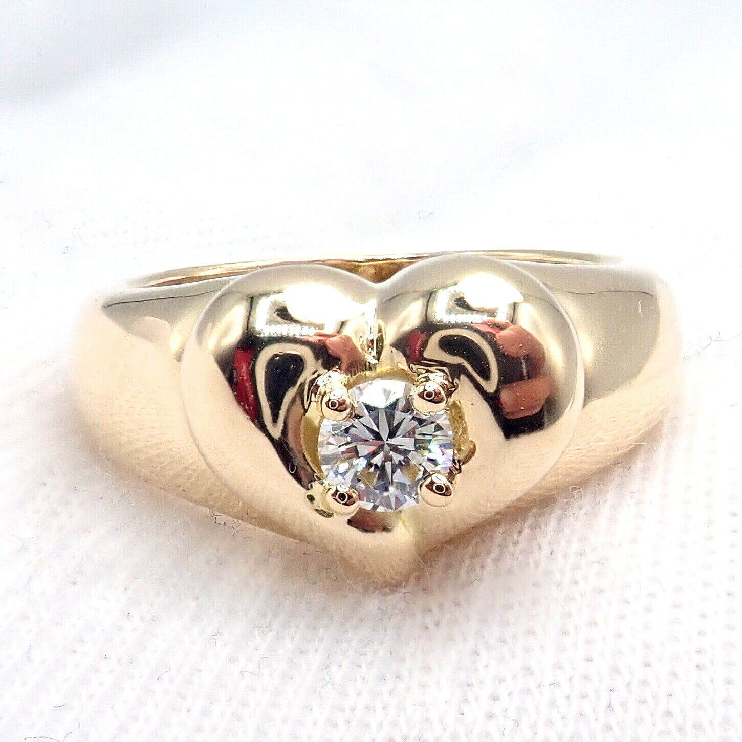Authentic Van Cleef & Arpels 18k Yellow Gold Diamond Heart Ring - Luxury Jewelry for Women, Perfect for Anniversaries & Special Occasions