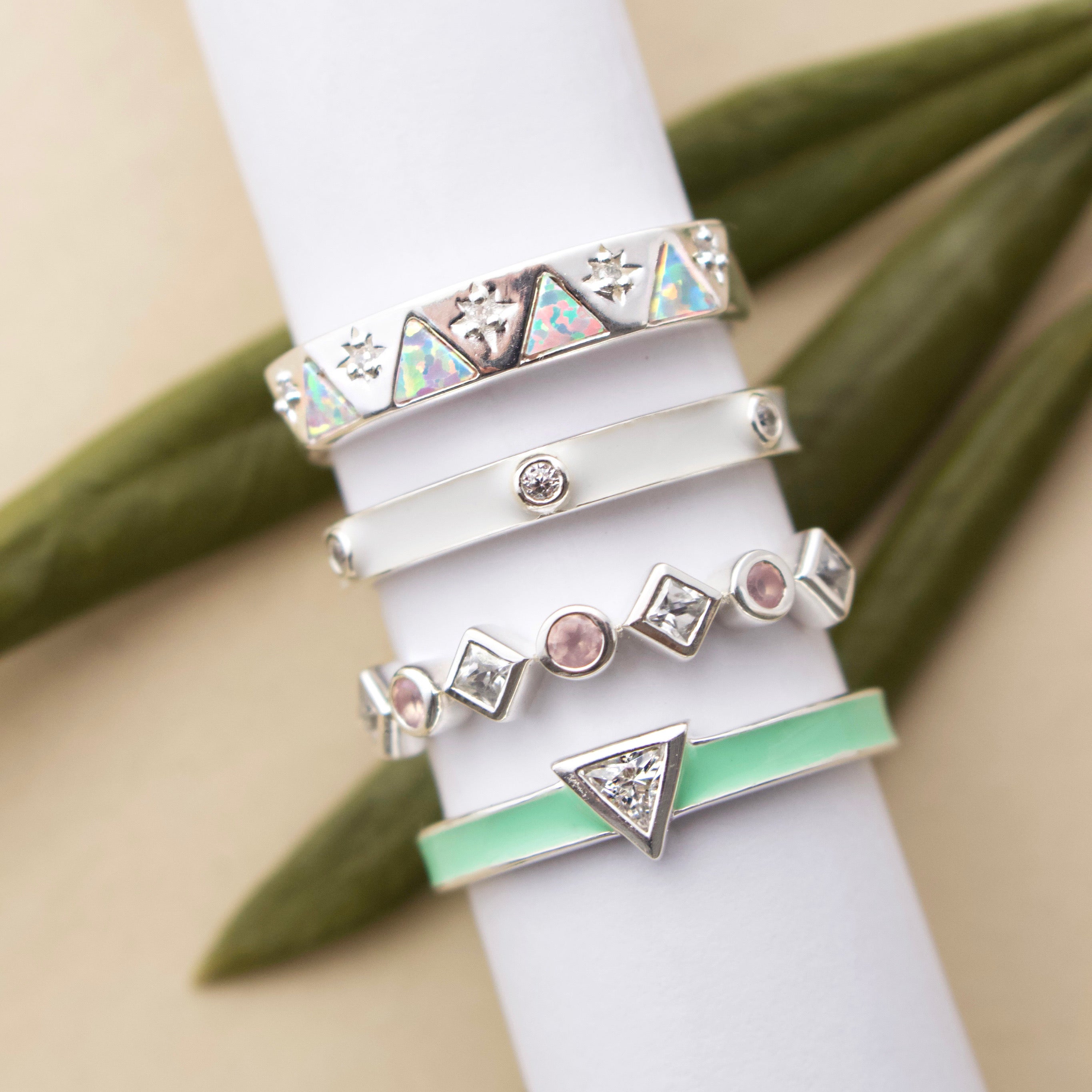 Izar Opal & Diamond Band Ring for Women - Elegant Wedding, Engagement, Anniversary Jewelry Gift - Perfect for Special Occasions & Everyday Wear
