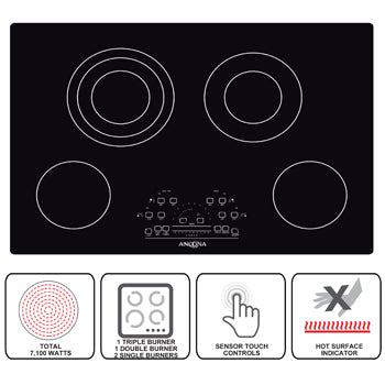 30 Inch 4 Burner Touch Control Radiant Ceramic Cooktop - Premium Electric Stove Top for Modern Kitchens | Perfect for Home Cooking, Entertaining & Professional Chefs