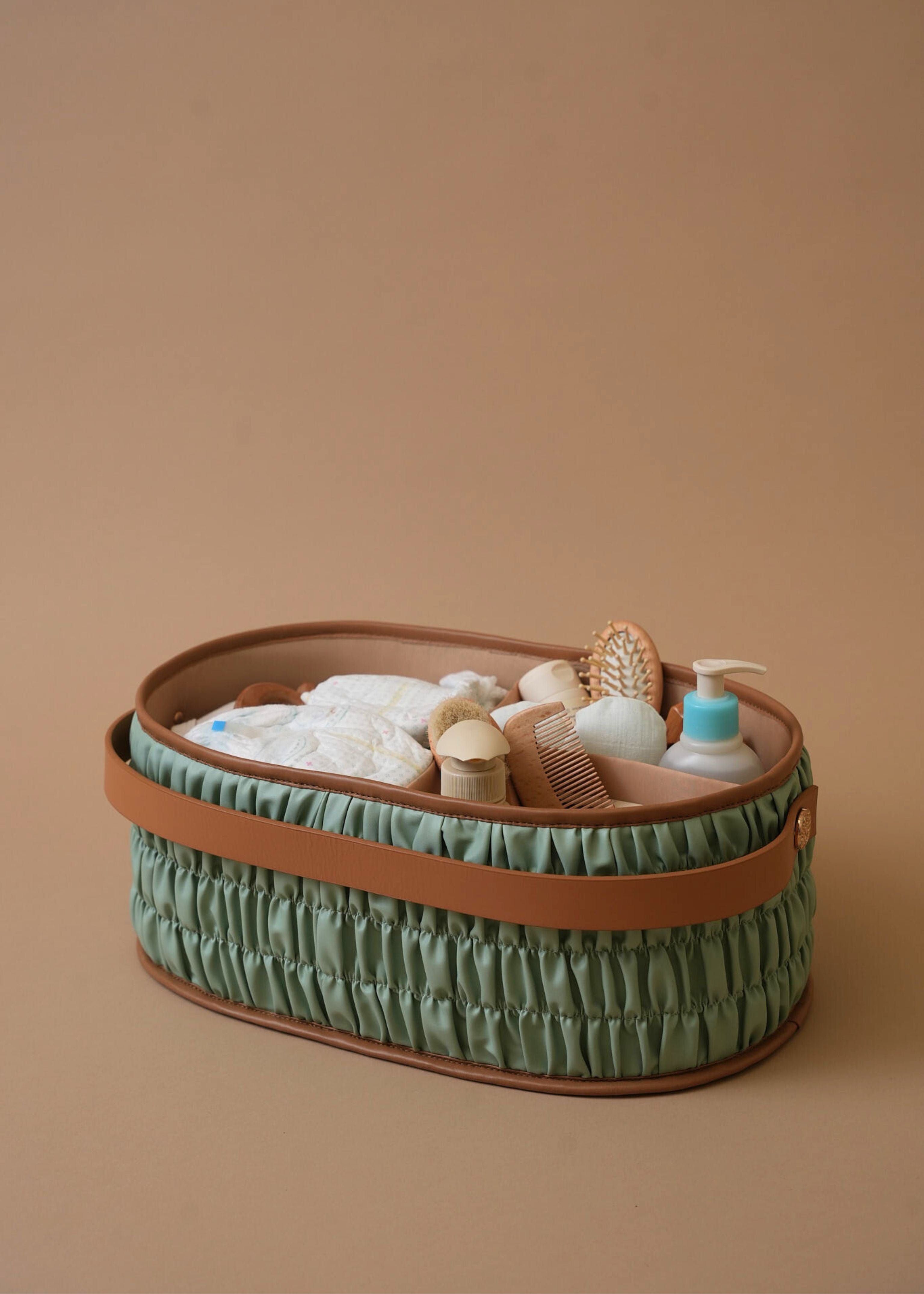 Dune Diaper Caddy Organizer - Mint Green Baby Essentials Storage for Nursery, Changing Table & On-the-Go | Perfect for Diapers, Wipes & Baby Care Items