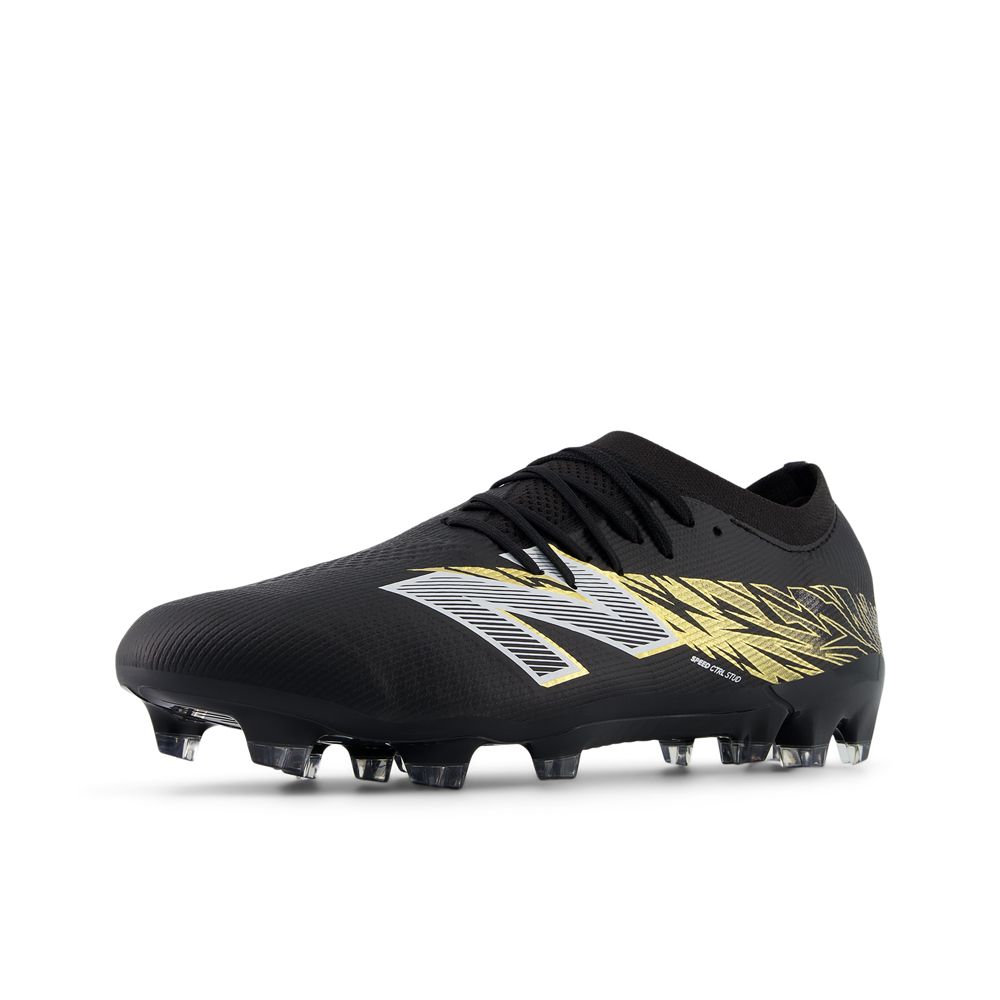 New Balance Furon Elite V8 FG Soccer Cleats for Men - Lightweight Football Boots with Dynamic Fit (Black/Gold/Silver/White) - Perfect for Competitive Matches & Turf Play