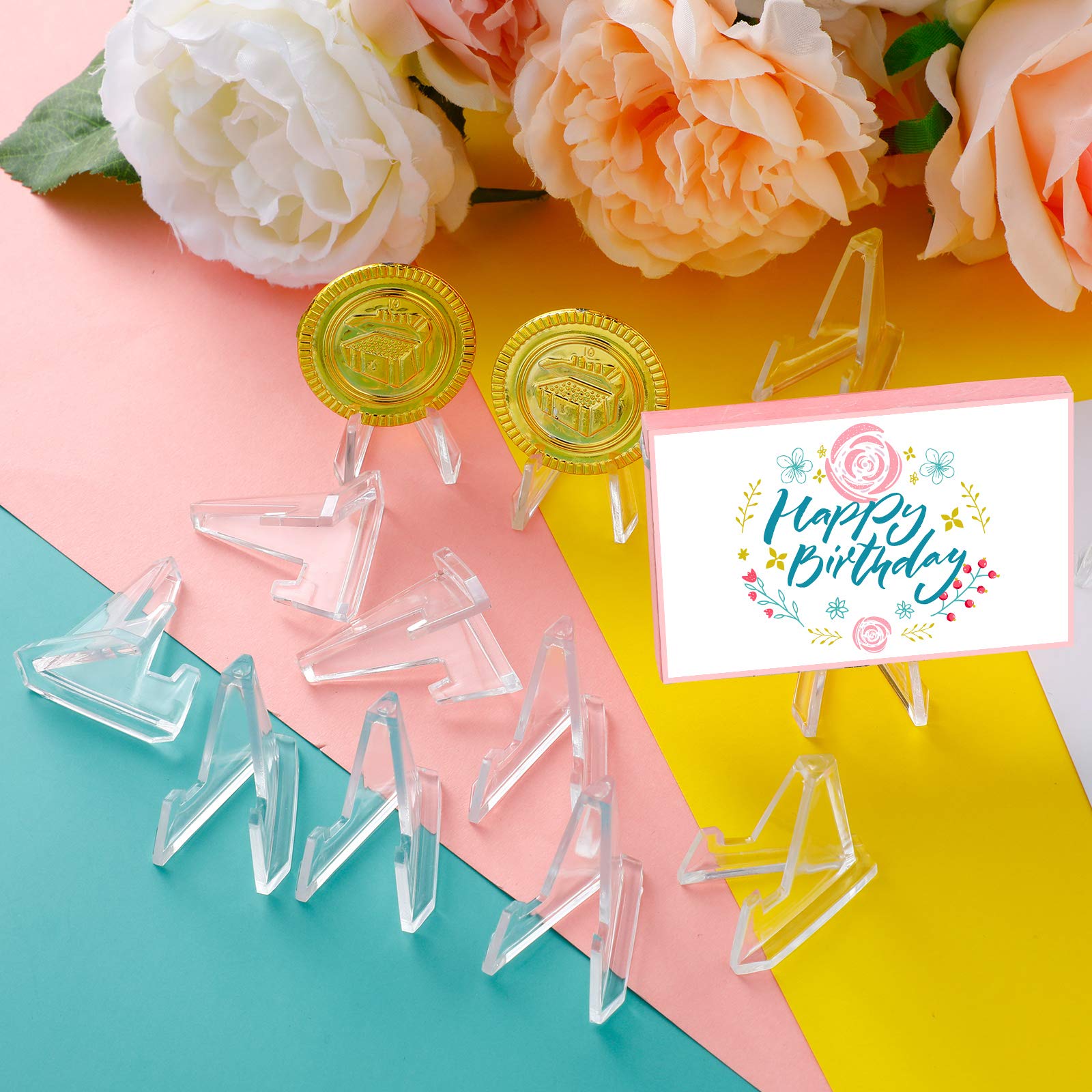 Jetec 15-Piece Mini Acrylic Easel Stand Set - 1.4 Inch Tall Coin Display Holders for Collectibles, Pocket Watches, Medals & Capsules - Perfect for Showcasing in Display Cases, Retail Stores & Home Collections