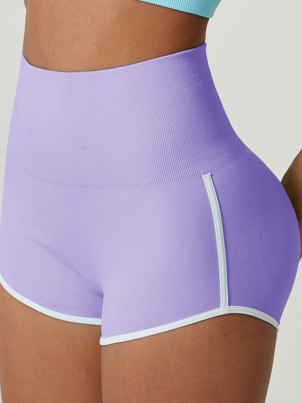 ZASUWA Women's High Waisted Ribbed Seamless Booty Shorts - Sexy Workout Yoga Gym Running Lounge Wear for Women