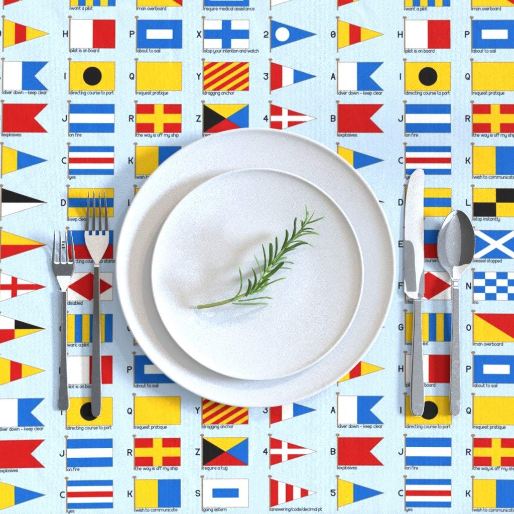 Custom Nautical Flags Sailing Print Cotton Sateen Tablecloth - 70
