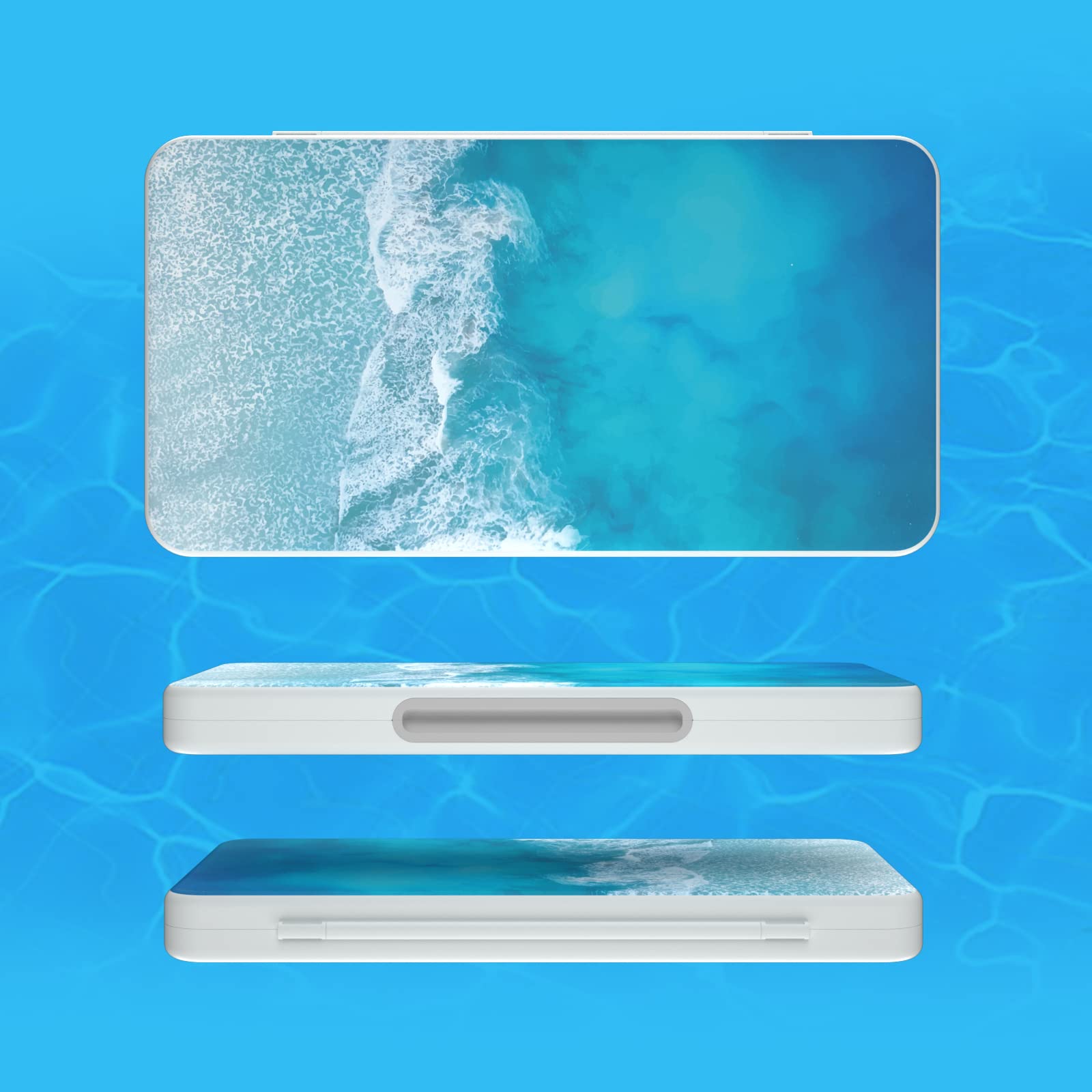 Nintendo Switch and Switch OLED Game Card Holder - 24 Game Slots & Micro SD Storage - Waterproof Sea Themed Cartridge Case for Travel & Home Organization