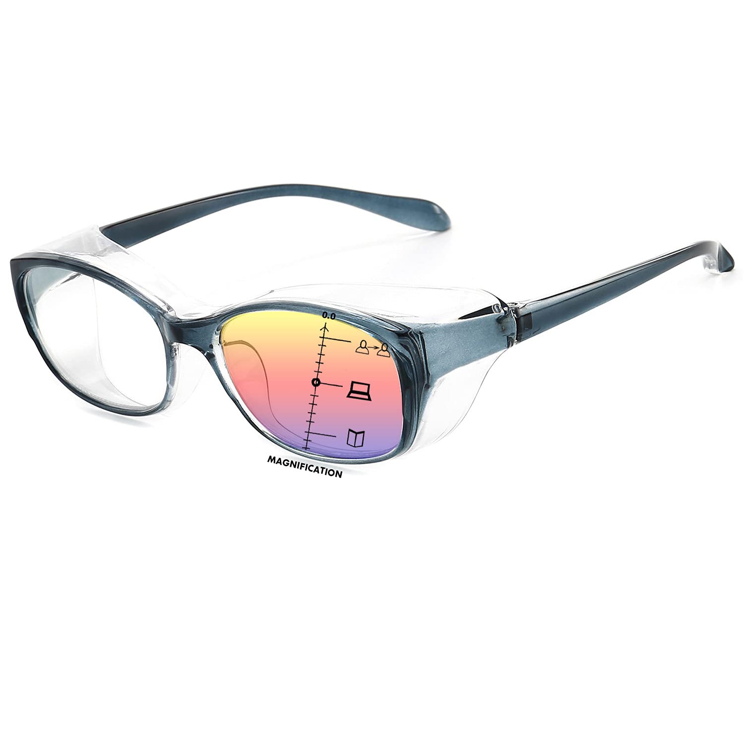 Dollger Safety Reading Glasses with 1.0/1.5/2.0 Magnification - Anti-Fog, Blue Light Blocking, Progressive Multifocal Lenses for Computer Work, DIY Projects & Home Repair