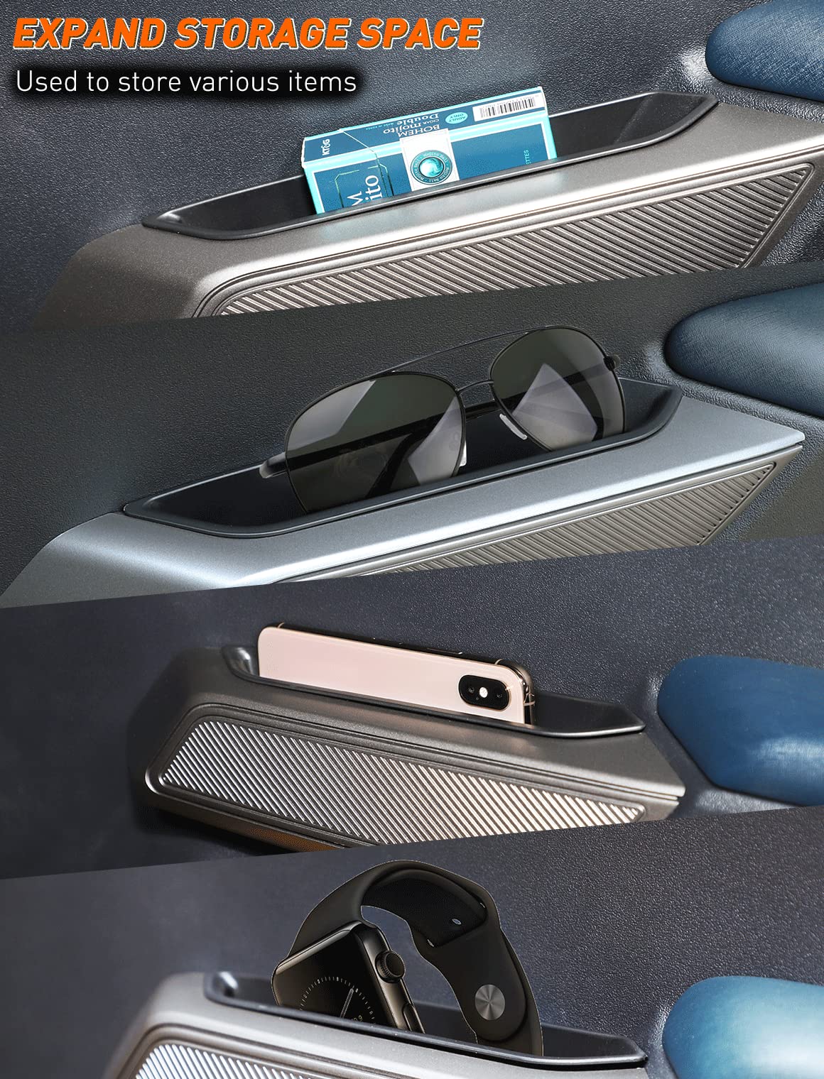 ABS Door Handle Organizer for Ford Bronco 2021-2023 | 4-PC Black Storage Box | Car Accessories for Road Trips
