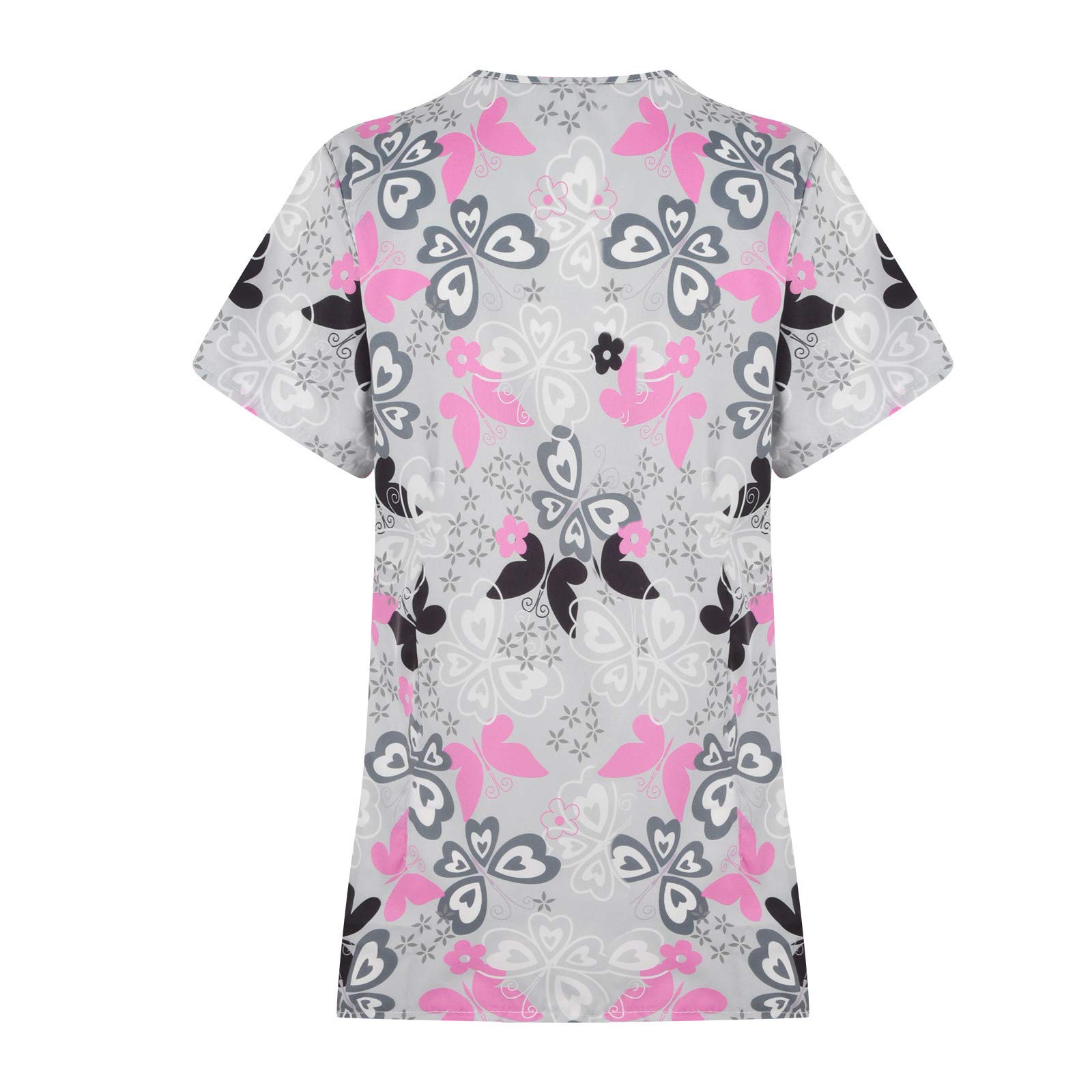 Comfortable Round Neck Short Sleeve Nursing Tops for Women - Breathable Summer Work Uniform with Cute Print - Perfect for Hospital Shifts, Maternity Wear & Everyday Comfort