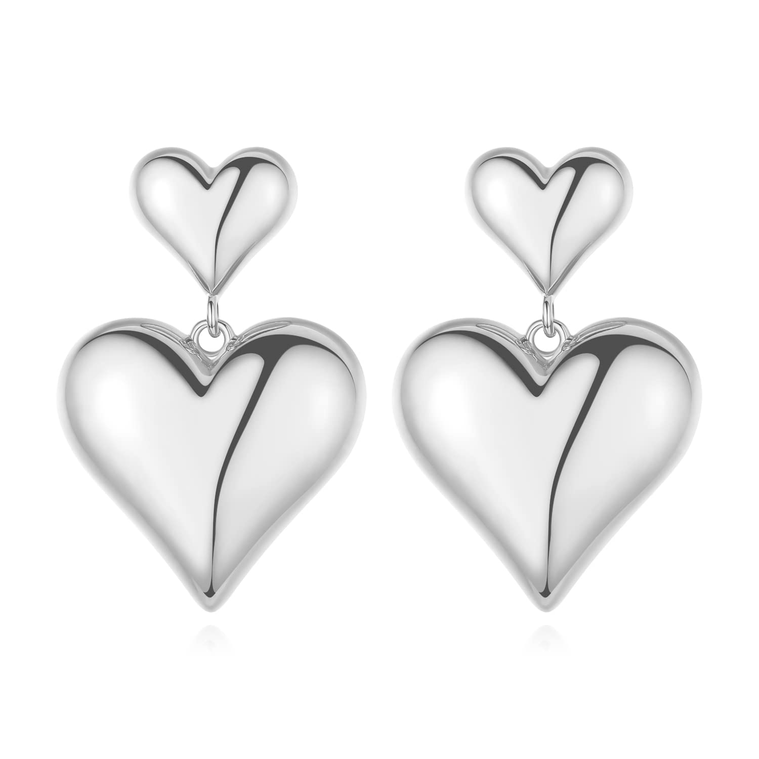 925 Sterling Silver Heart Drop Earrings for Women - Elegant Dangle Charm Jewelry for Date Night, Wedding & Special Occasions