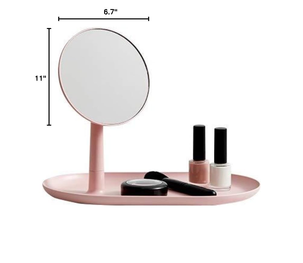 HSI Pink Mirror Tray - Elegant Vanity Decor for Makeup & Jewelry