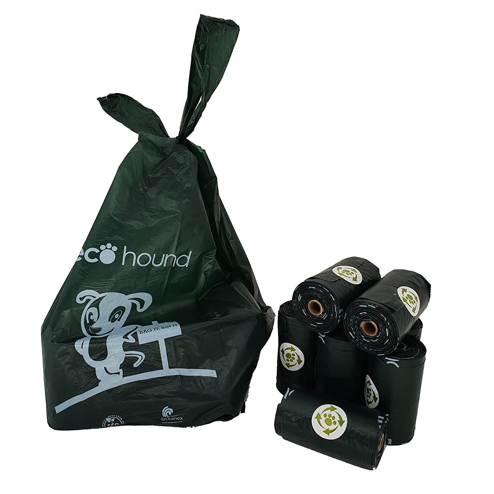 Ecohound Oceanex 240 Small Dog Waste Bags With Tie Handles - 16 Rolls of 15 Biodegradable Poop Bags for Dogs - Perfect for Walks, Parks & Travel