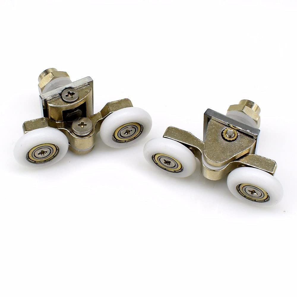 EKDSPW Stainless Steel & Brass Shower Door Wheels - Heavy Duty Replacement Rollers for Bathroom Sliding Doors - Perfect for Bathroom Fixture Hardware Upgrade & Shower Door Repair