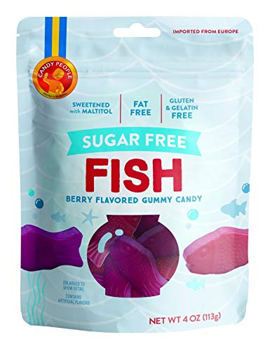 Sugar Free Swedish Fish Gummy Candy - Berry Flavored, Gluten-Free & Gelatin-Free - 4oz Resealable Pouch (Pack of 5) - Perfect for Keto Diet, Healthy Snacking & Party Favors