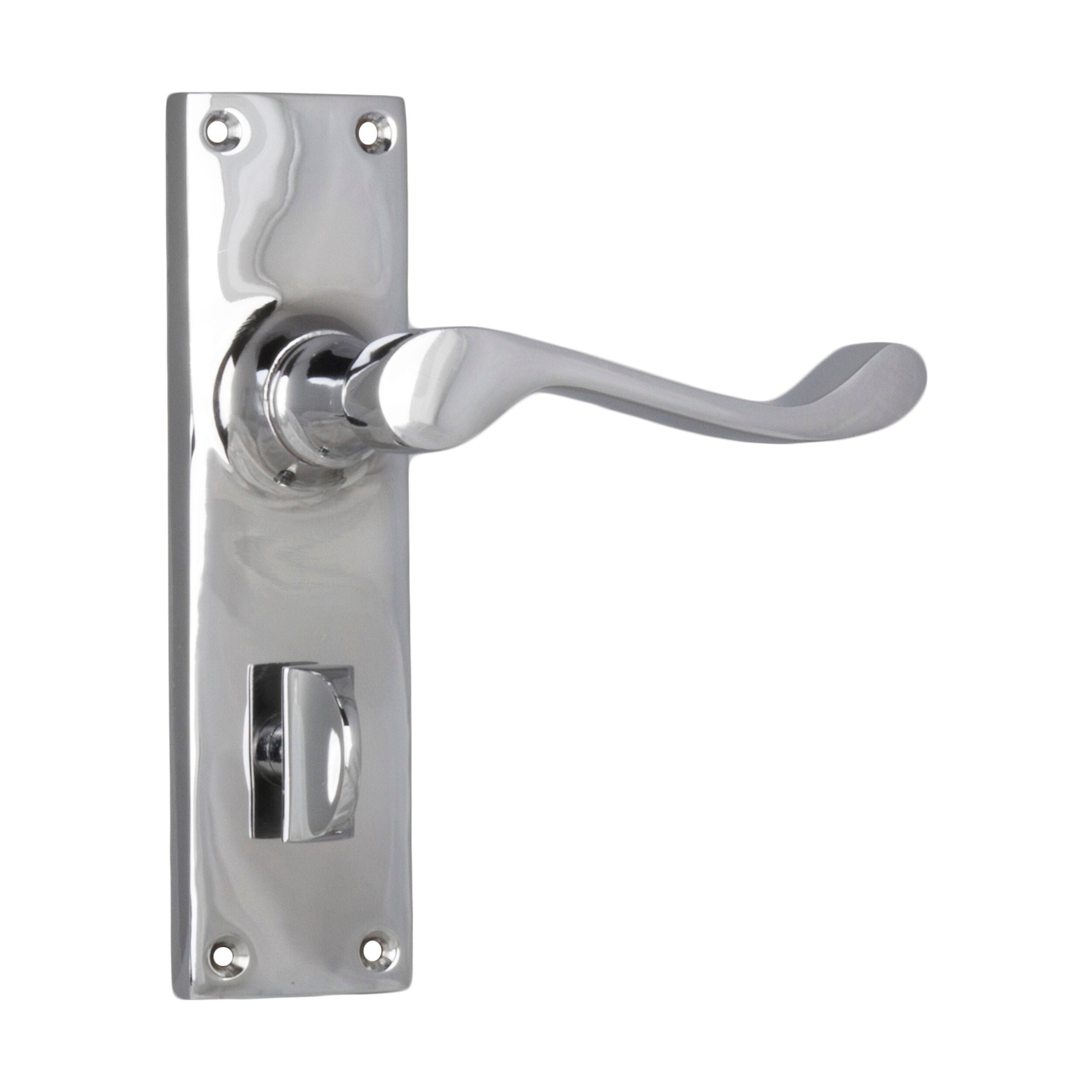 Victorian Style Door Lever Privacy Pair - Chrome Plated (H152xW42xP59mm) for Bedroom, Bathroom & Interior Doors - Classic Home Decor Upgrade